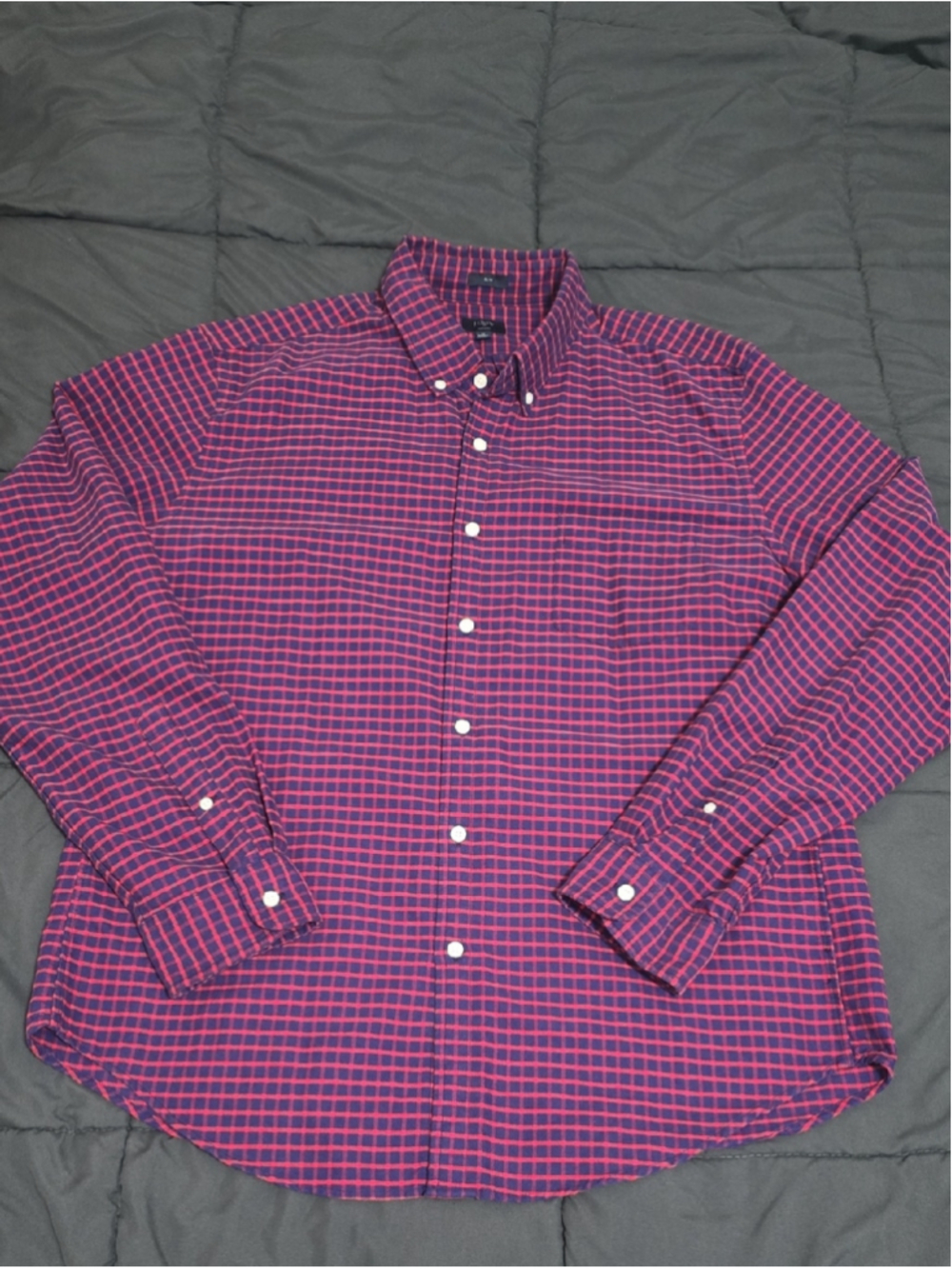 J Crew Mens Blue Red Plaid Slim Fit Button Down Shirt XL Excellent